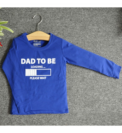 Bán buôn áo thun trẻ em cổ tròn tay dài in chữ Dad to be (Xanh bích)