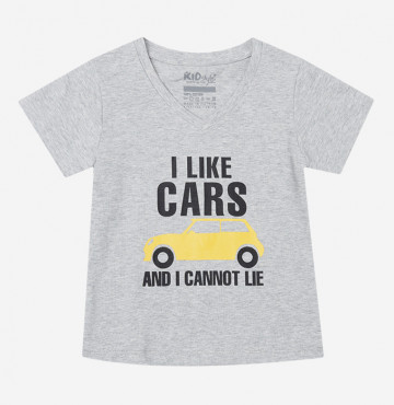 Bỏ buôn áo thun cổ tròn tay ngắn in chữ I Like Car (Màu xám)