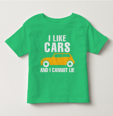 Bỏ sỉ áo thun cổ tròn tay ngắn in chữ I Like Car (Màu xanh lá)