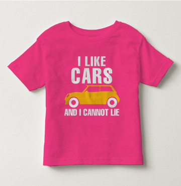 Bán sỉ áo thun cổ tròn tay ngắn in chữ I Like Car (Màu hồng cánh sen)