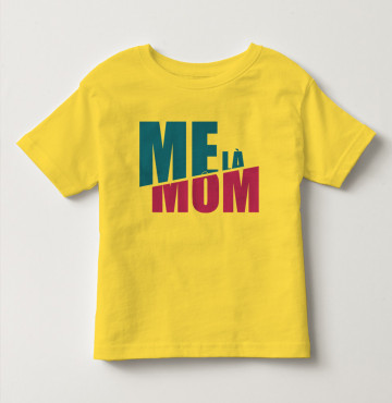 Bán sỉ áo thun trẻ em tay ngắn in chữ Mẹ Là Mom màu Vàng