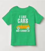 Bỏ sỉ áo thun cổ tròn tay ngắn in chữ I Like Car (Màu xanh lá)