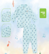 Bộ sơ sinh cài giữa dài tay Lullaby NH601P (xanh in voi)