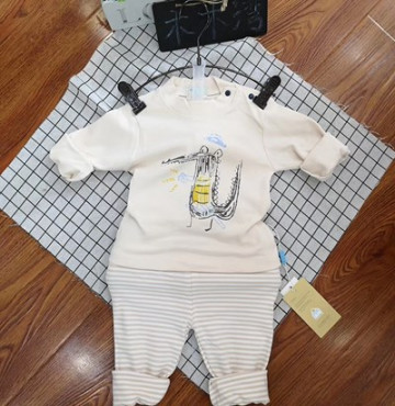 Bộ quần áo sơ sinh dài tay nỉ pha len Baby Kute (3-18M)