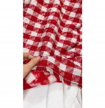 Dạ tweed kim tuyến Caro đỏ dày dặn đanh đẹp 195k/2m khổ 1,5