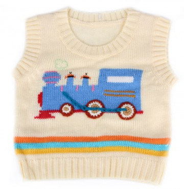 Áo gile len cho bé sơ sinh hình xe lửa nhiều màu