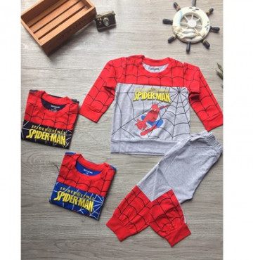Bán sỉ bộ quần áo Thu Đông in hình siêu nhân nhện bé trai