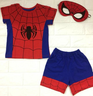 Bán sỉ bộ quần áo cộc siêu nhân nhện kèm mặt nạ (1-5T)