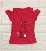 Bán sỉ áo cộc tay bé gái hở vai in hình thỏ DL302 (1-5T)