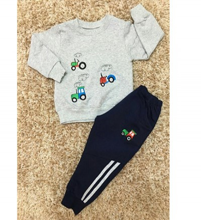 Bỏ buôn bộ quần áo nỉ bé trai thêu hình ô tô (1-5T)