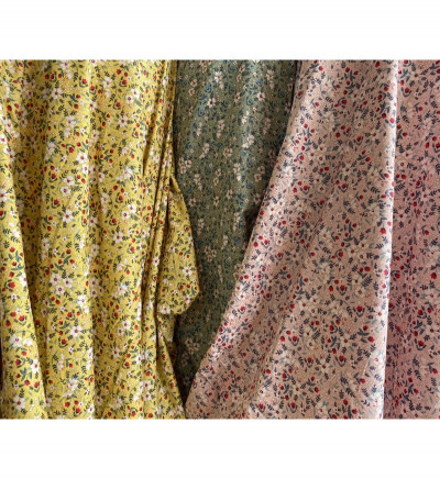 vải thô cotton tồn kho mềm mịn mát may váy áo hoa lá kim