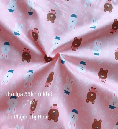 Vải thô tồn kho mặt lụa gấu thỏ nâu 100% cotton