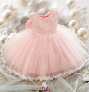 Bán sỉ váy đầm ren công chúa màu hồng phấn (1-6T)