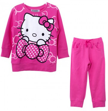 Bỏ buôn bộ quần áo bé gái Vinakids (thun da cá, Kitty màu hồng)