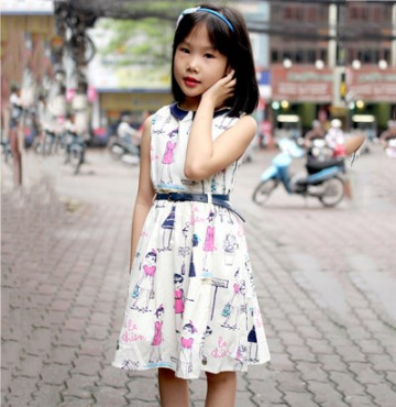 Bán sỉ váy hè thô bé gái Thái Lan in cô gái cổ sen 533876