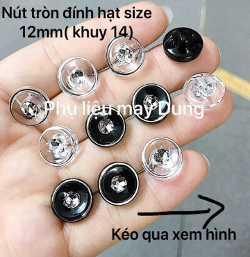 Nút nhựa tồn kho đính hạt size 12mm tròn